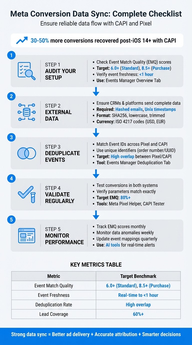 5-Step Meta Conversion Data Sync Checklist for CAPI and Pixel Setup