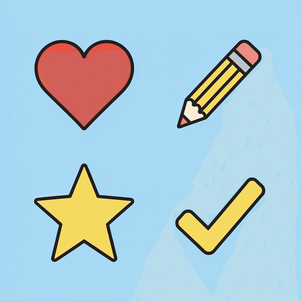 Four-box grid showing icons for gratitude, fine motor skills, emotional growth, and family memories