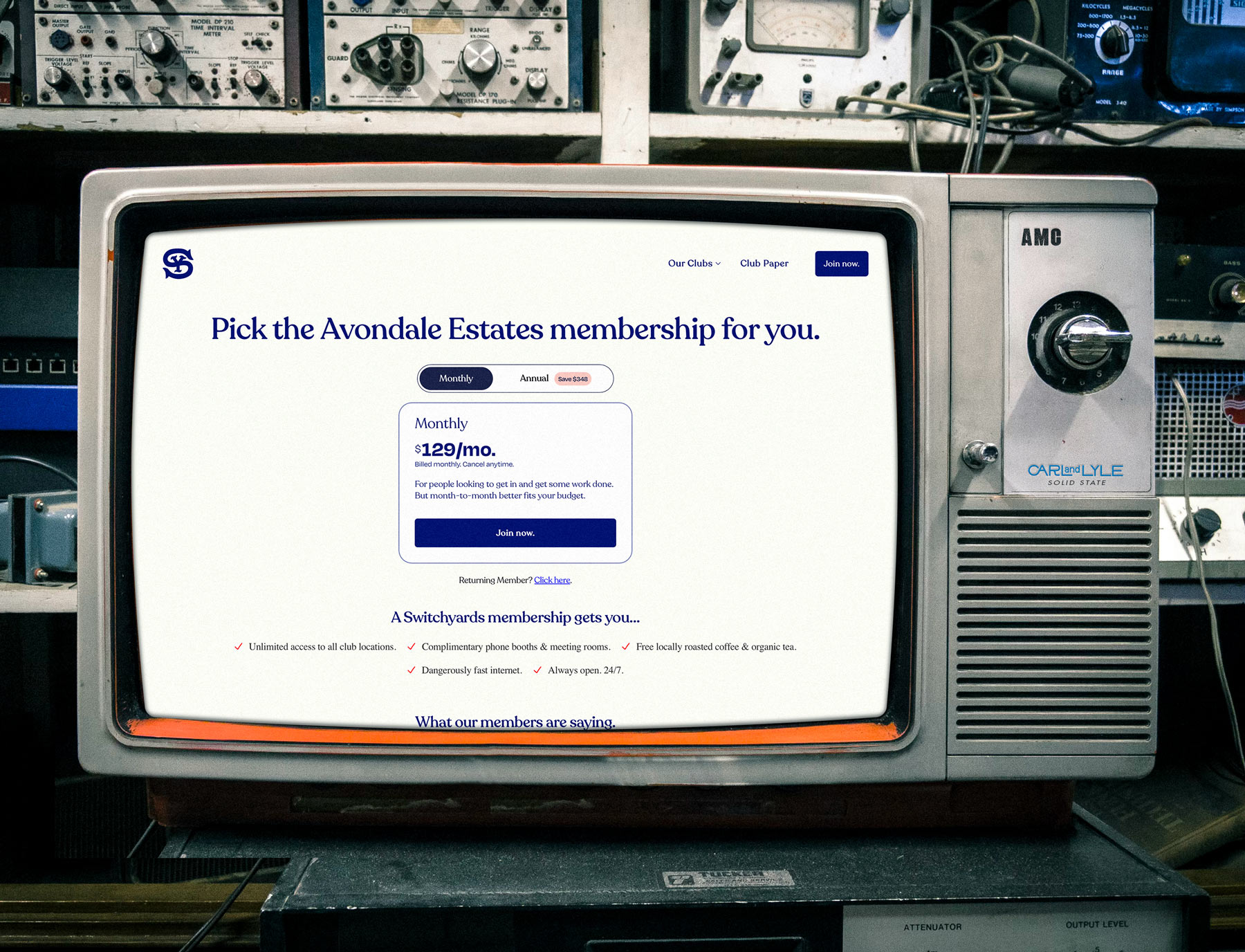 Join page on an old TV