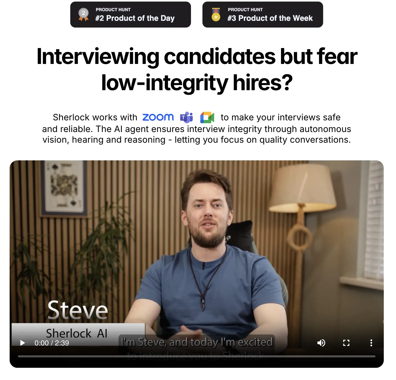 Sherlock AI homepage