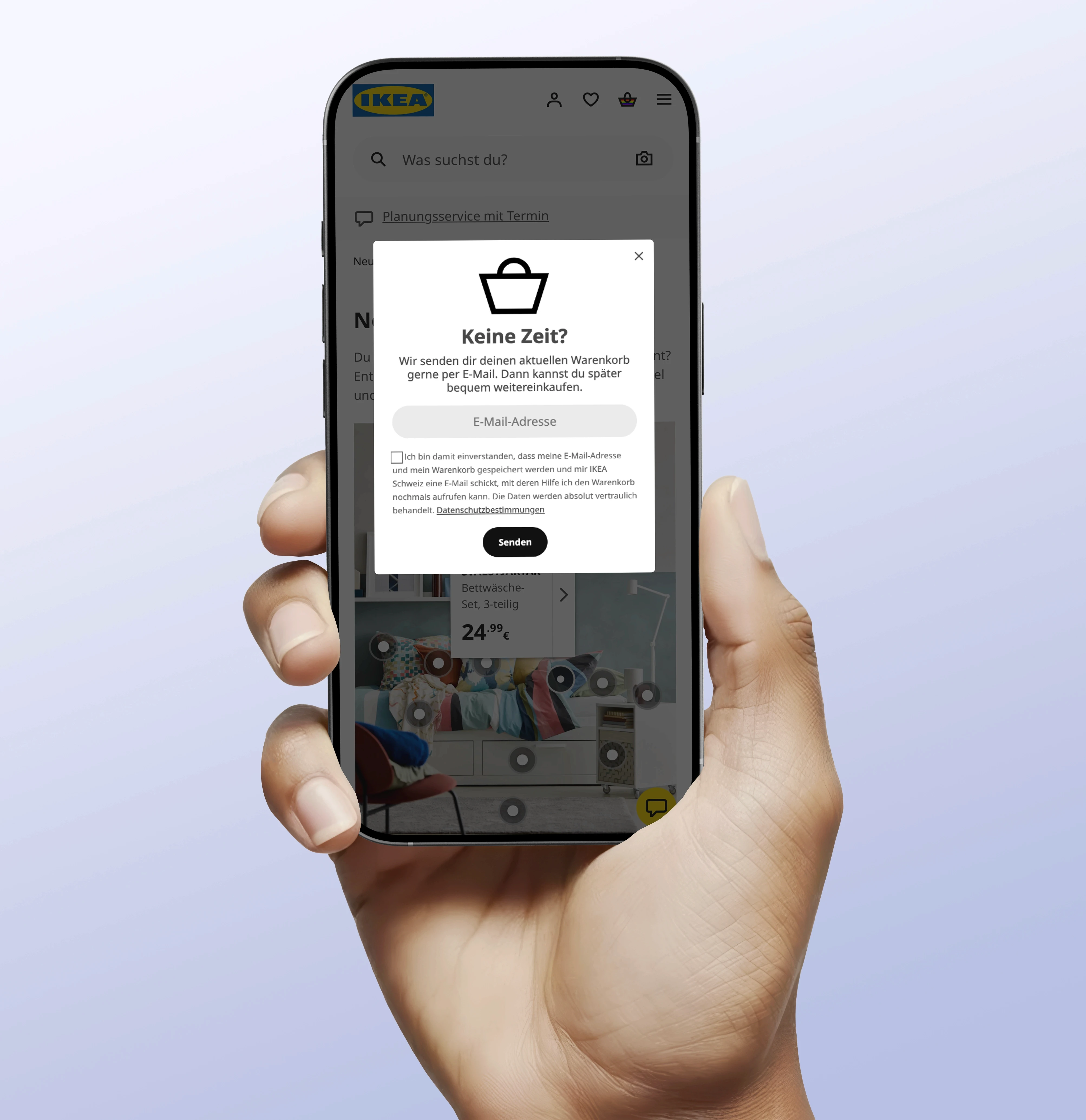 Smartphone mit Sovendus Produkt-Screen