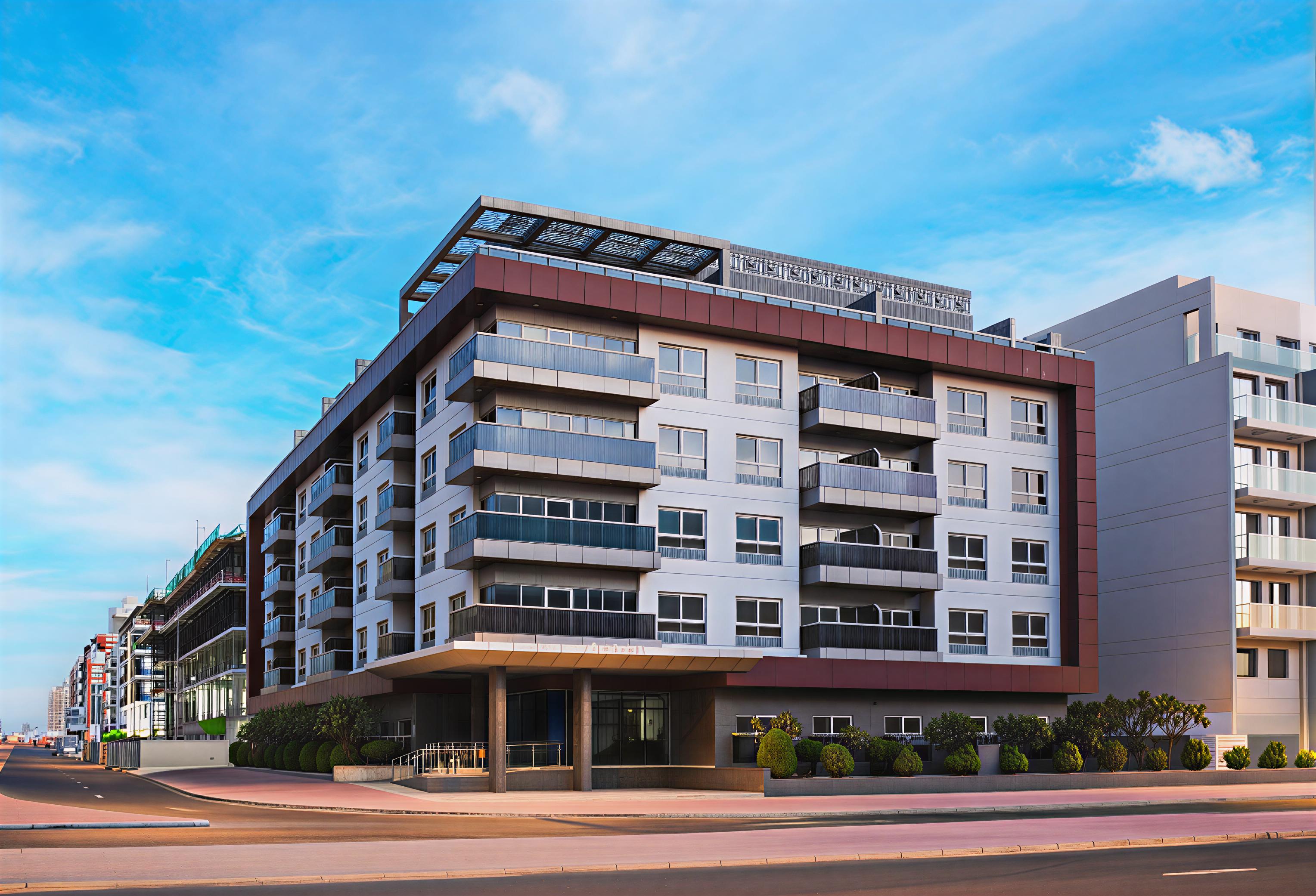 Apartment building named Jamal Living situated at the corner of a street.