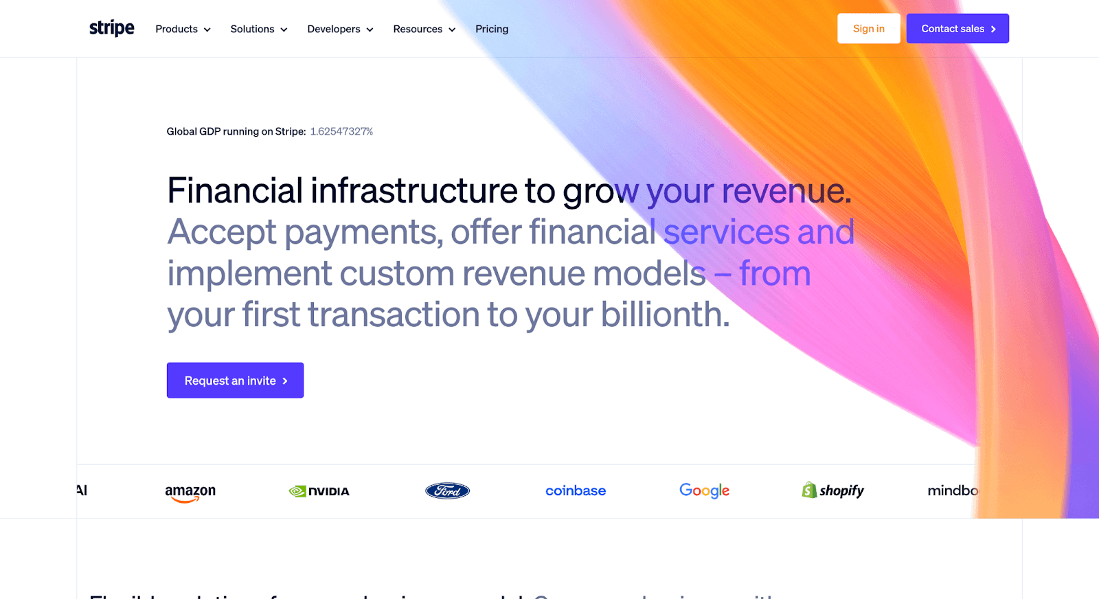 Stripe homepage