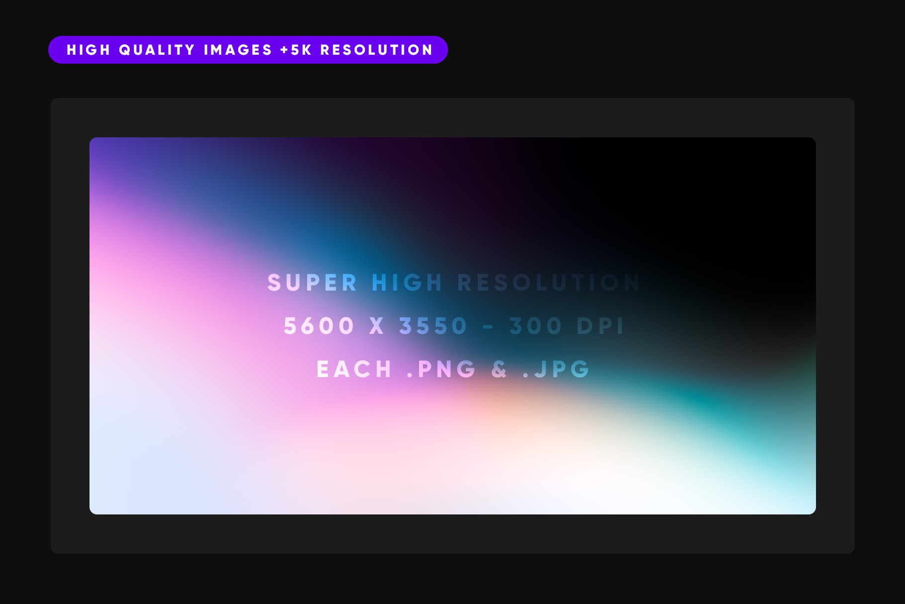 High-resolution gradient example with smooth blue, purple, and pink transitions.