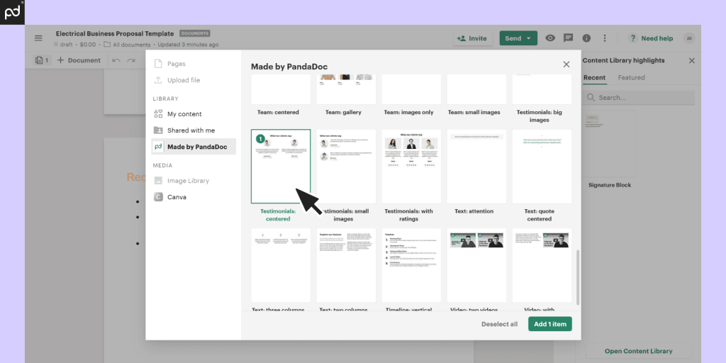 PandaDoc Platform Screenshot