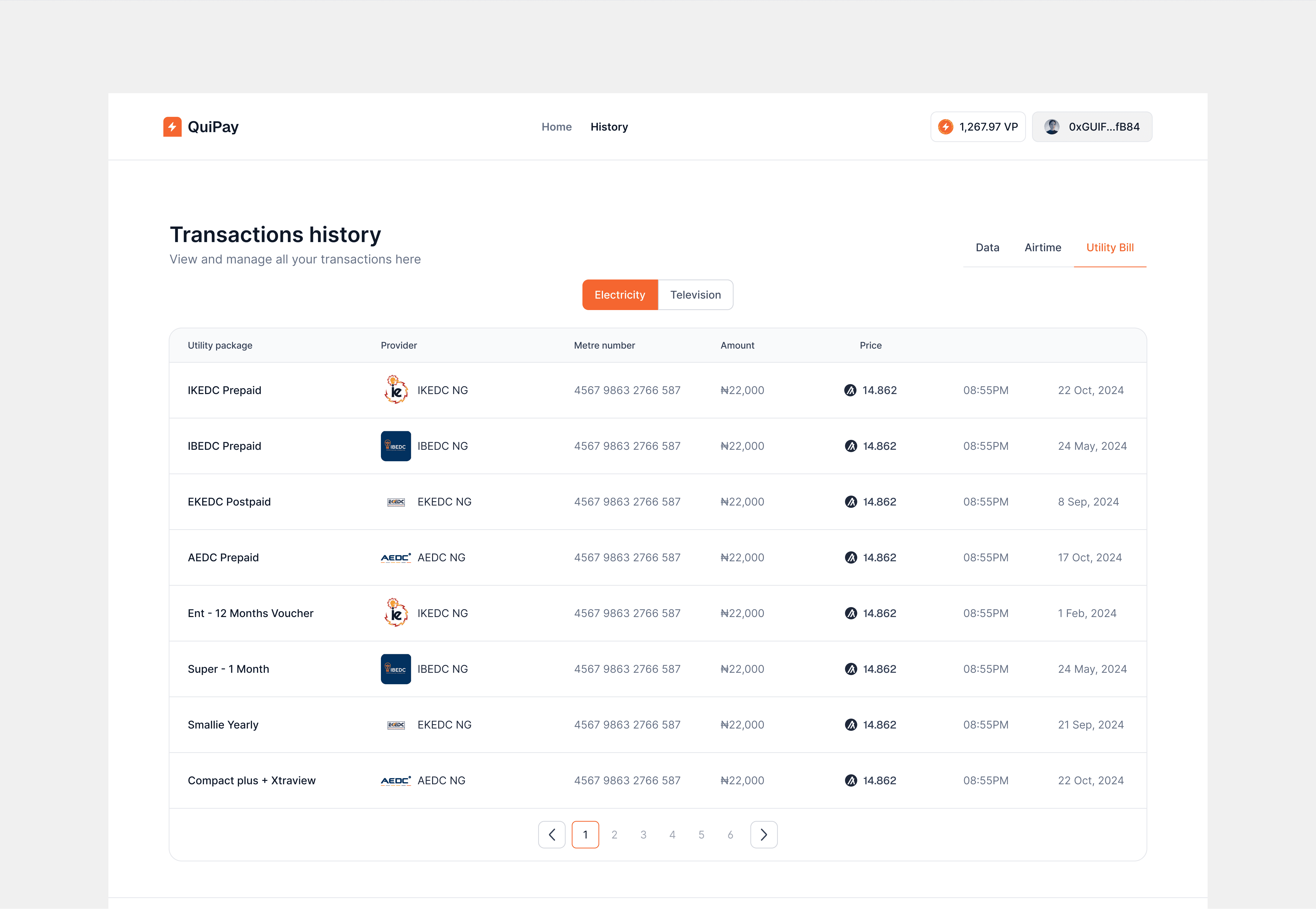 A UI shot for QuiPay