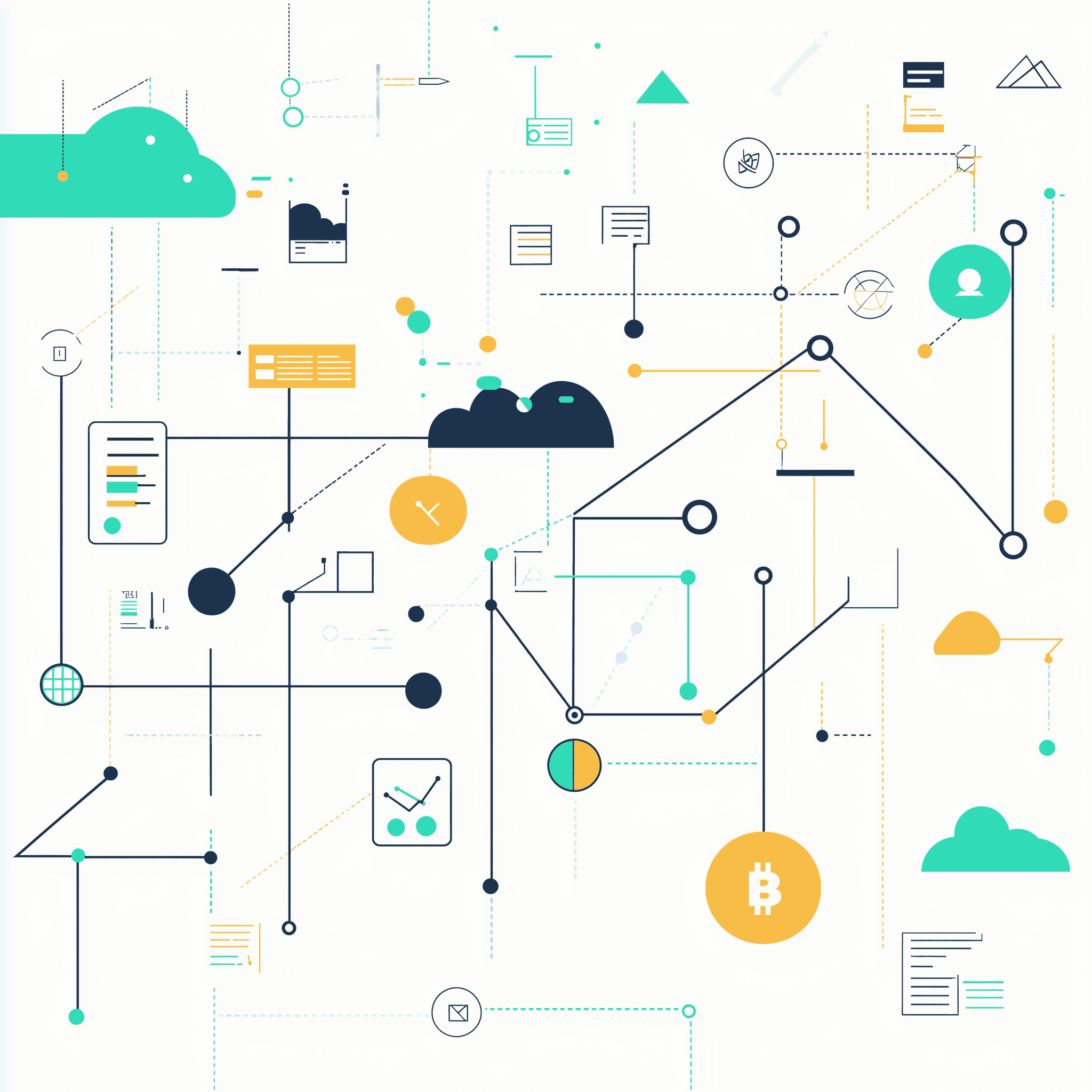A modern and inviting illustration featuring a creative web3 concept, including blockchain-inspired visuals like interconnected nodes, smart contracts, and a decentralized network.
