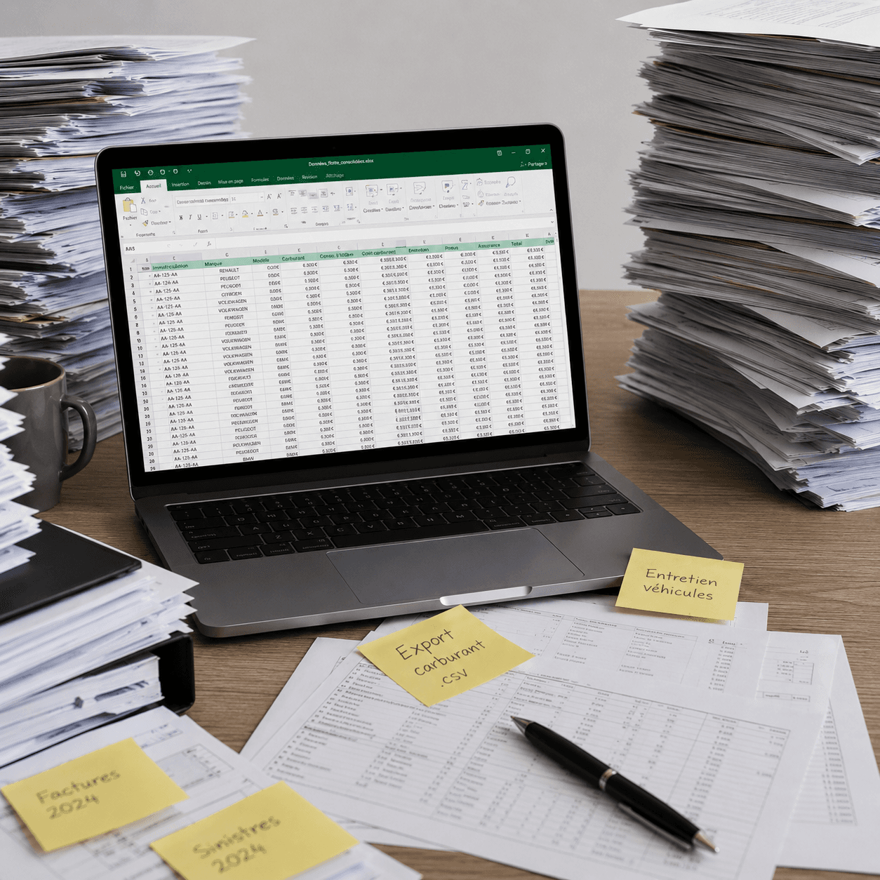 Comparaison Excel dispersé et plateforme Fleeti centralisée pour la gestion d'une flotte de 100 véhicules