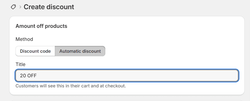 Automatic Dicsount in Shopify's native discount feature