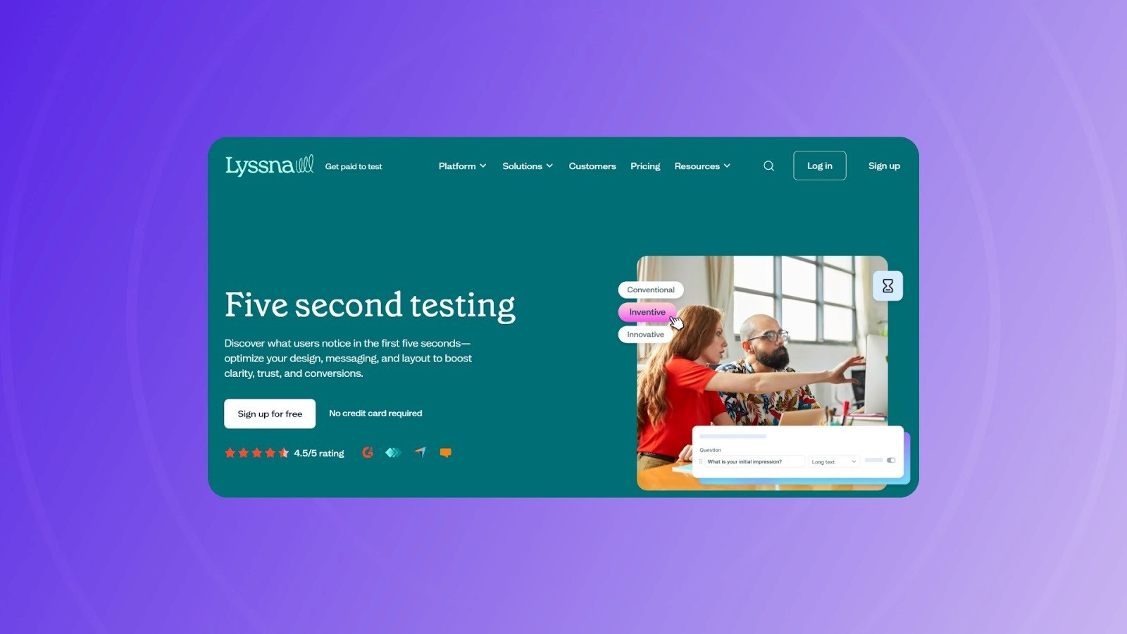 Five Second Test by Lyssna