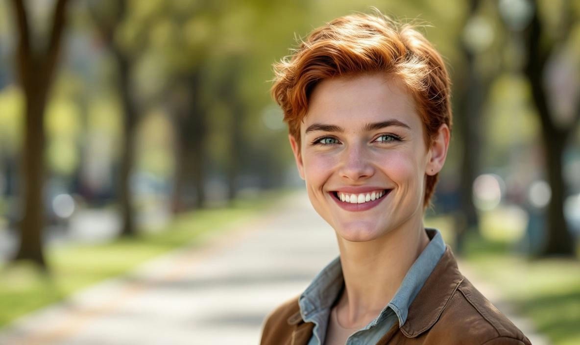 woman standing in alley with trees