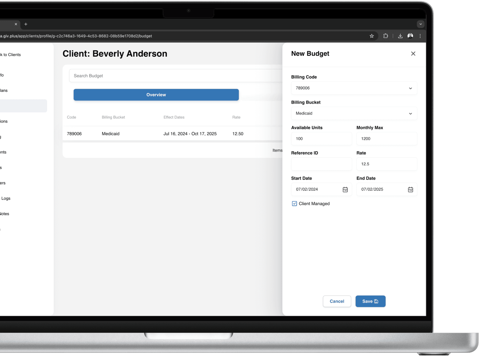 Client budget software.