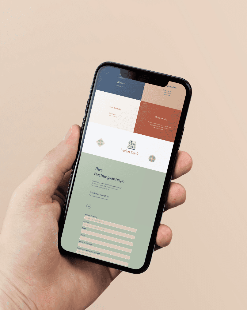 Mobile Version des Buchungssystems der Webentwicklung für ein Boutique Ferienhaus