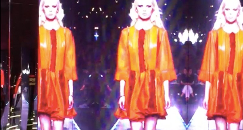 three times mirrored women on runway show