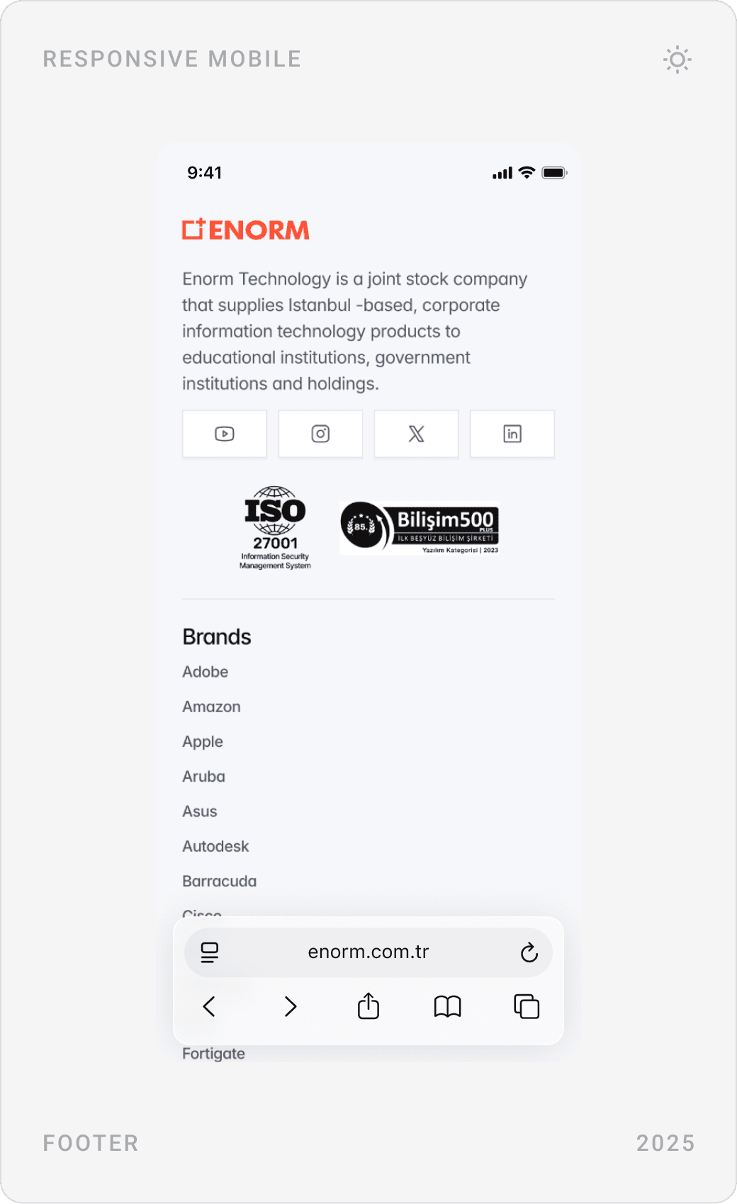 Clean Corporate Footer Mobile Interface