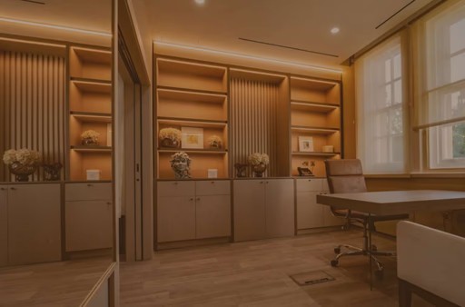 Modern and private consultation room at the Harley Street dermatology clinic, featuring elegant interior design and professional medical setting.