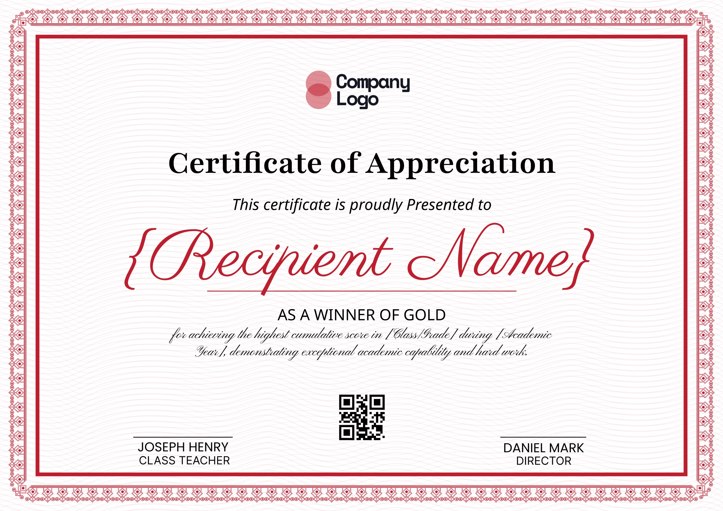 Wauld - Minimalistic and Elegant academic appreciation certificate template