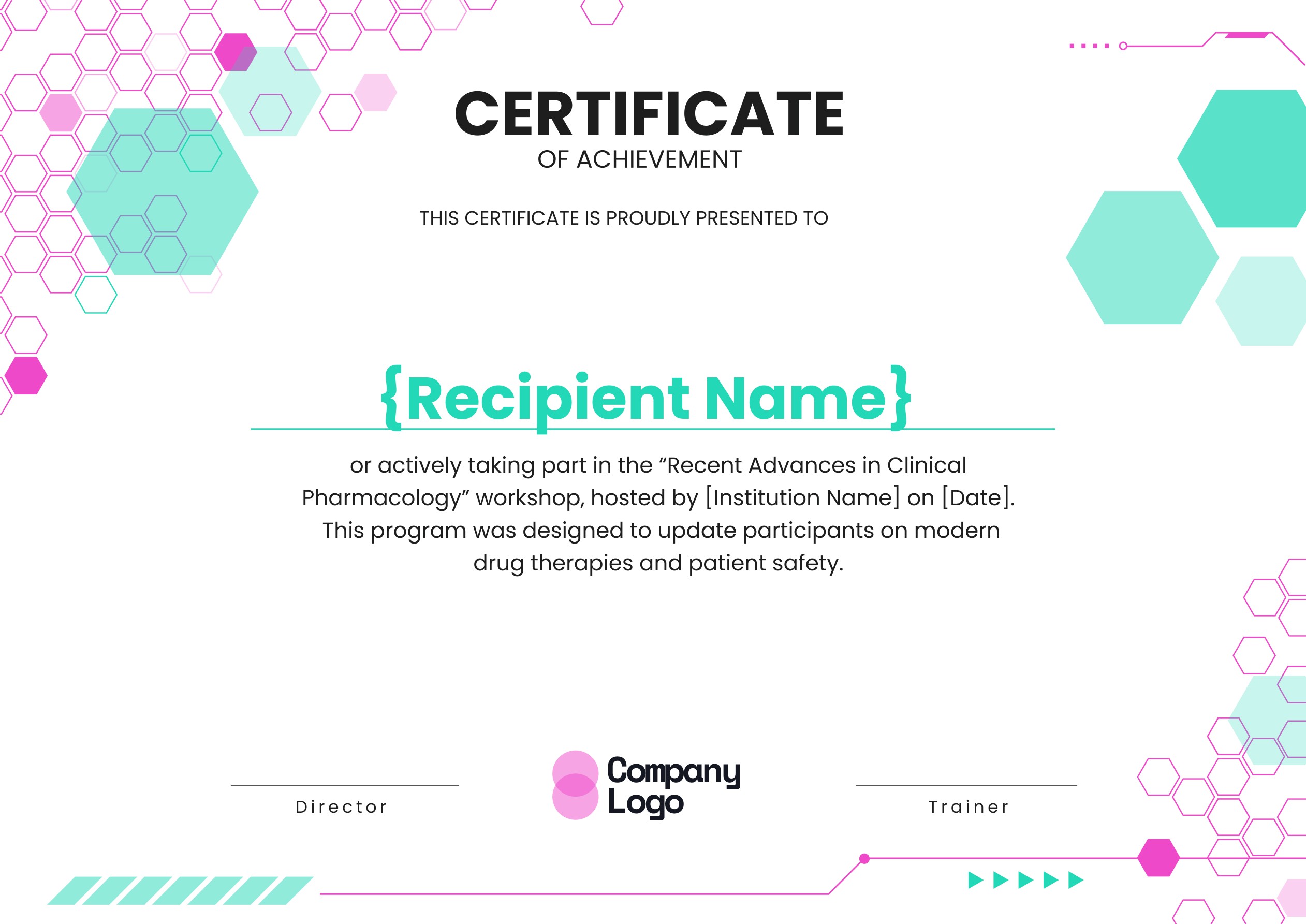 Wauld - Modern and Joyful certificate of achievement for medical workshops