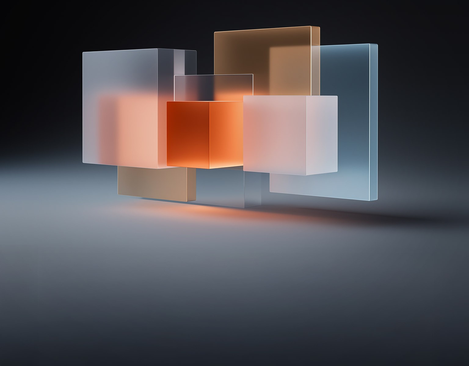 The future enterprise represented through interalated AI generated geometric shapes