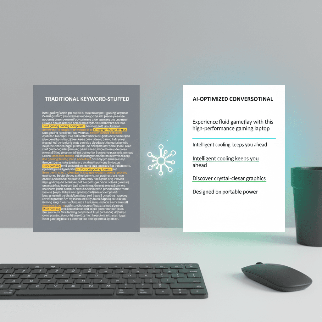 comparison of traditional versus ecommerce AI search optimization product description formats
