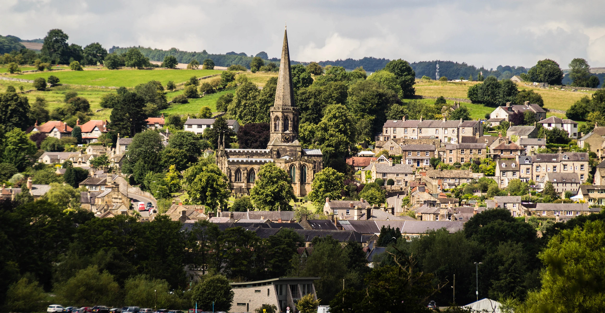 An aerial view of Bakewell derbyshire peak district