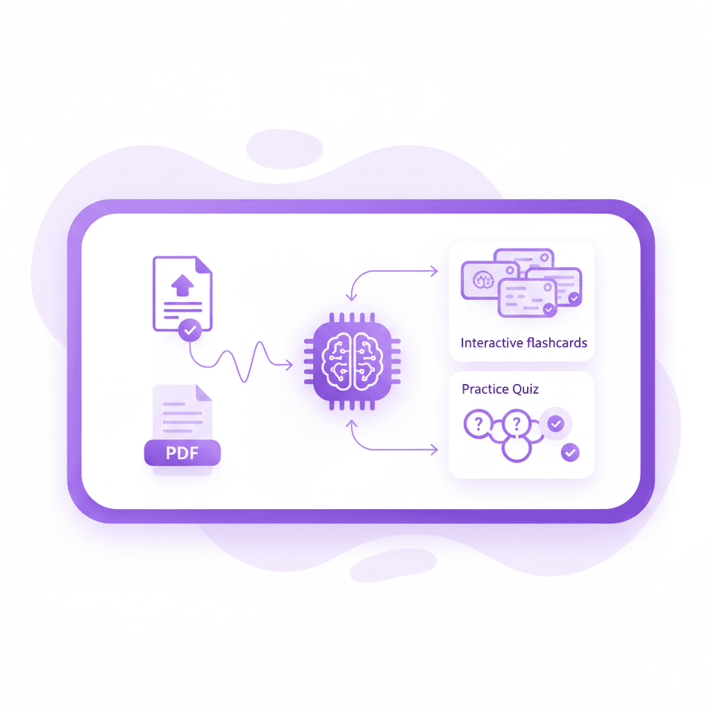 Penseum automatically converting uploaded student notes into flashcards and quizzes