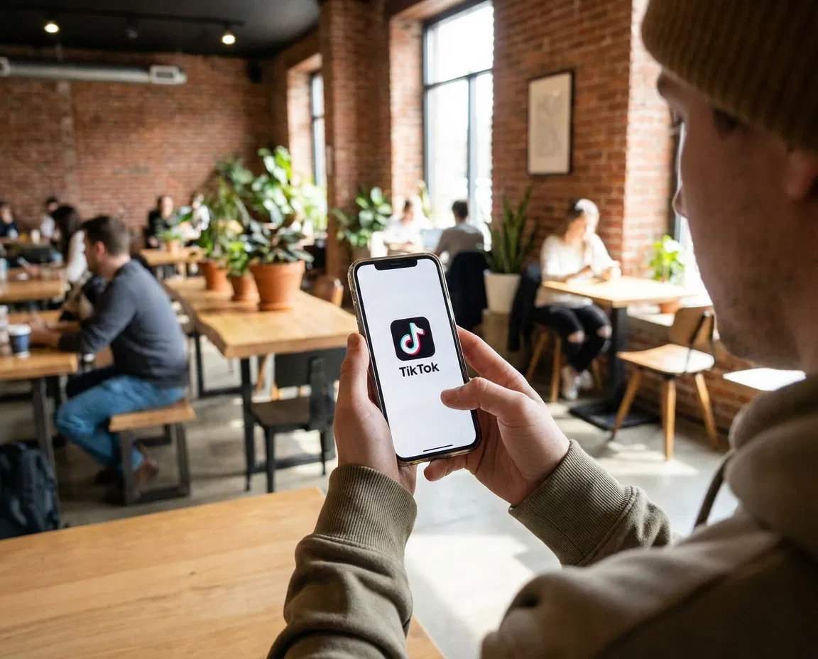 Young adult using TikTok on a smartphone