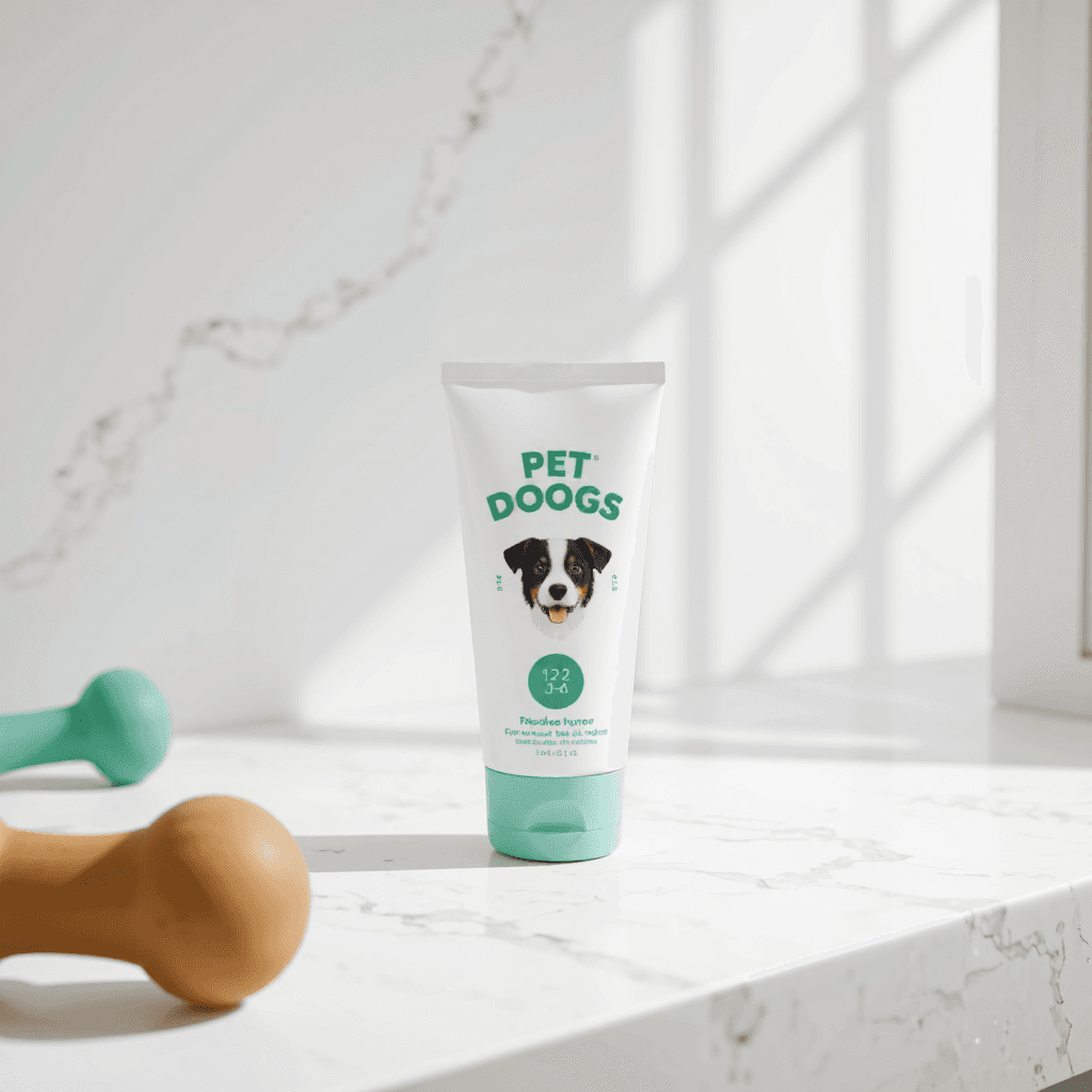 product photography of bottle of pet toothpaste