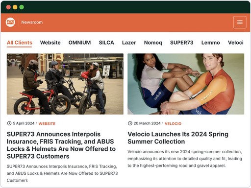 Twotone branded online newsroom