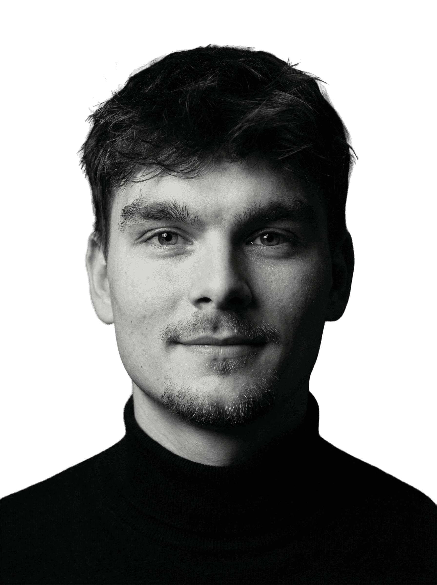 a picture of a young guy in black and white style