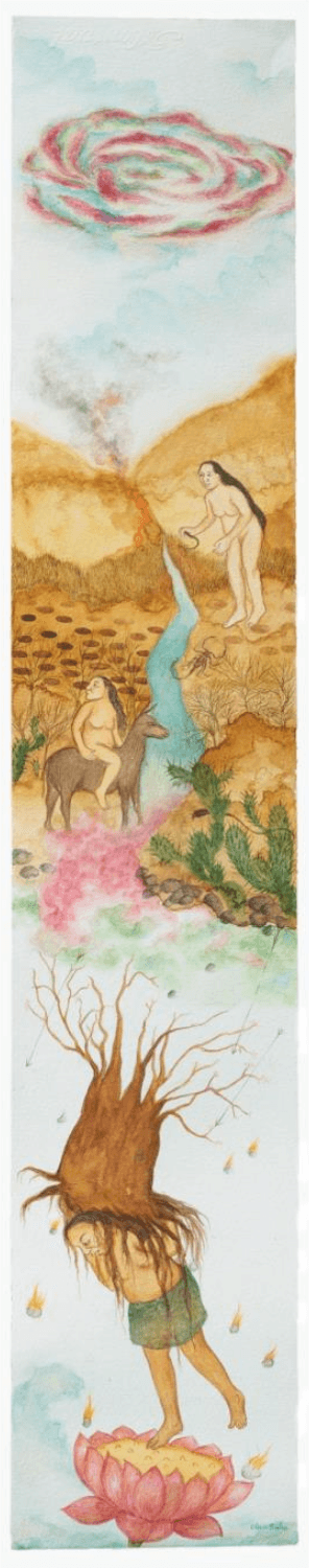 herd of sheep on road painting