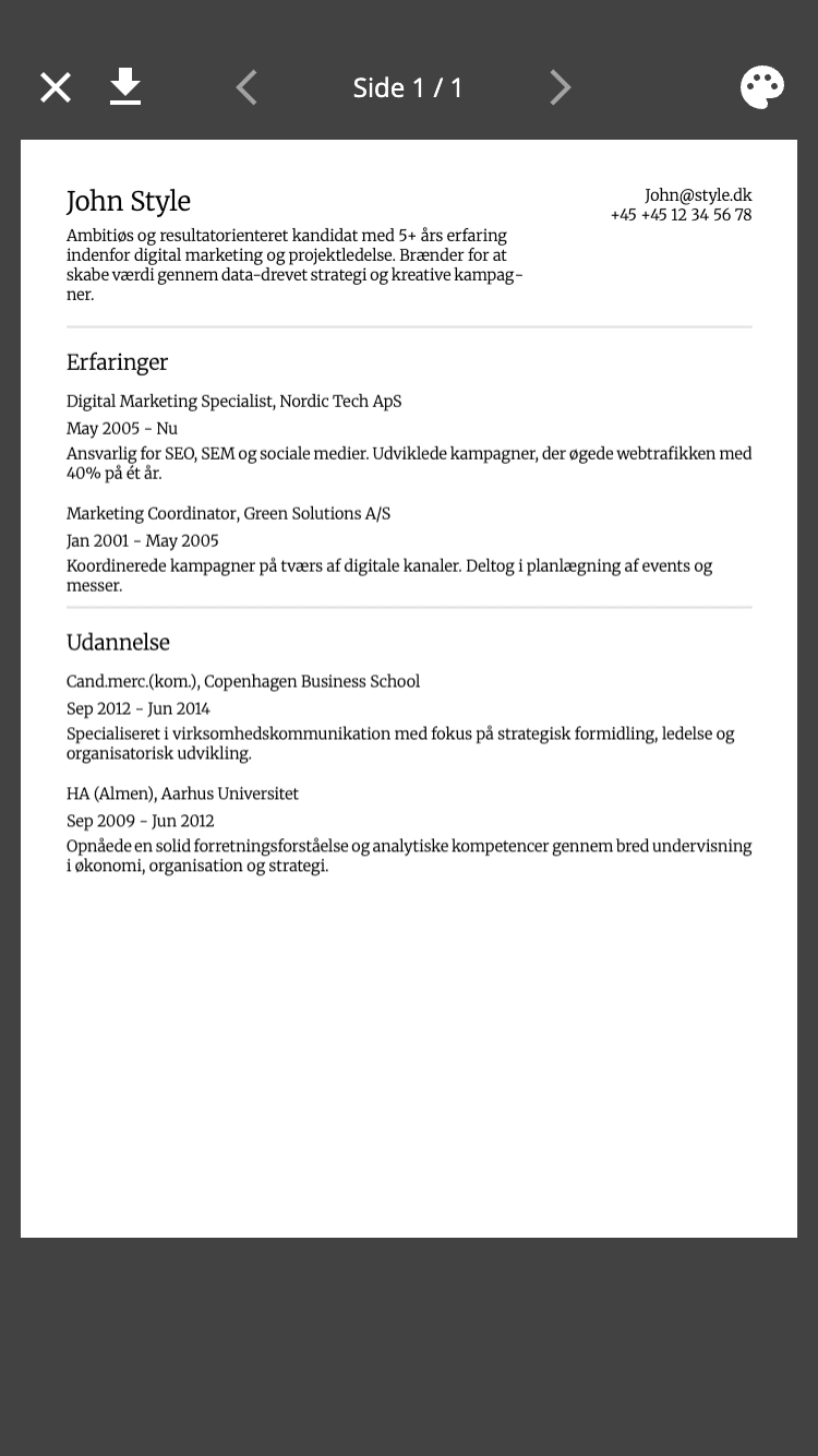 An example of a good CV