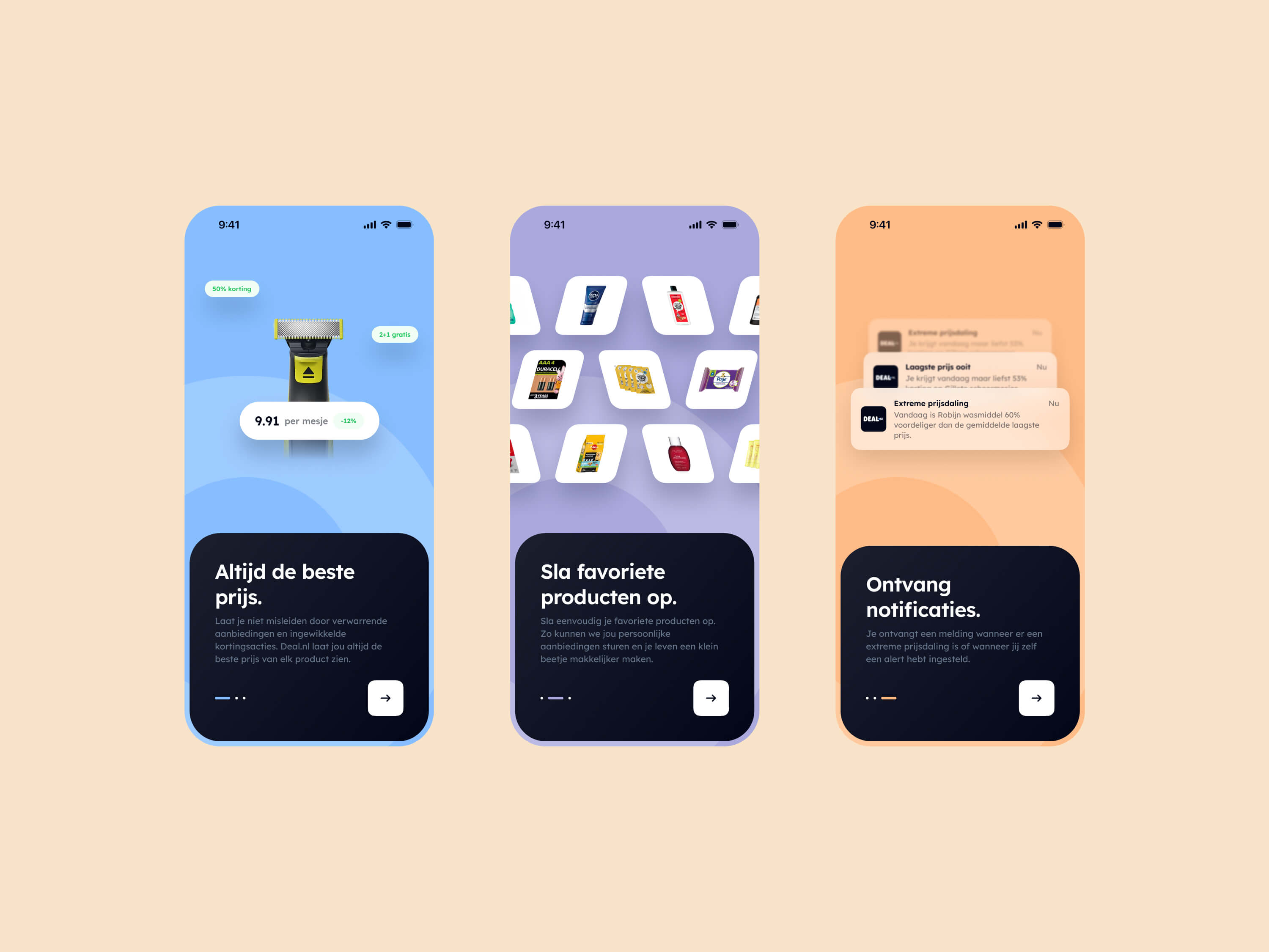 Deal.nl app splash screens