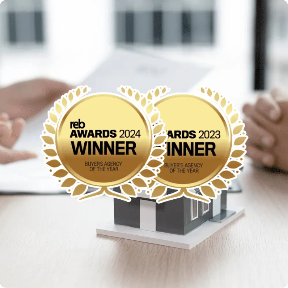 Two REI Awards badges, Buyers Agency of the Year winners.