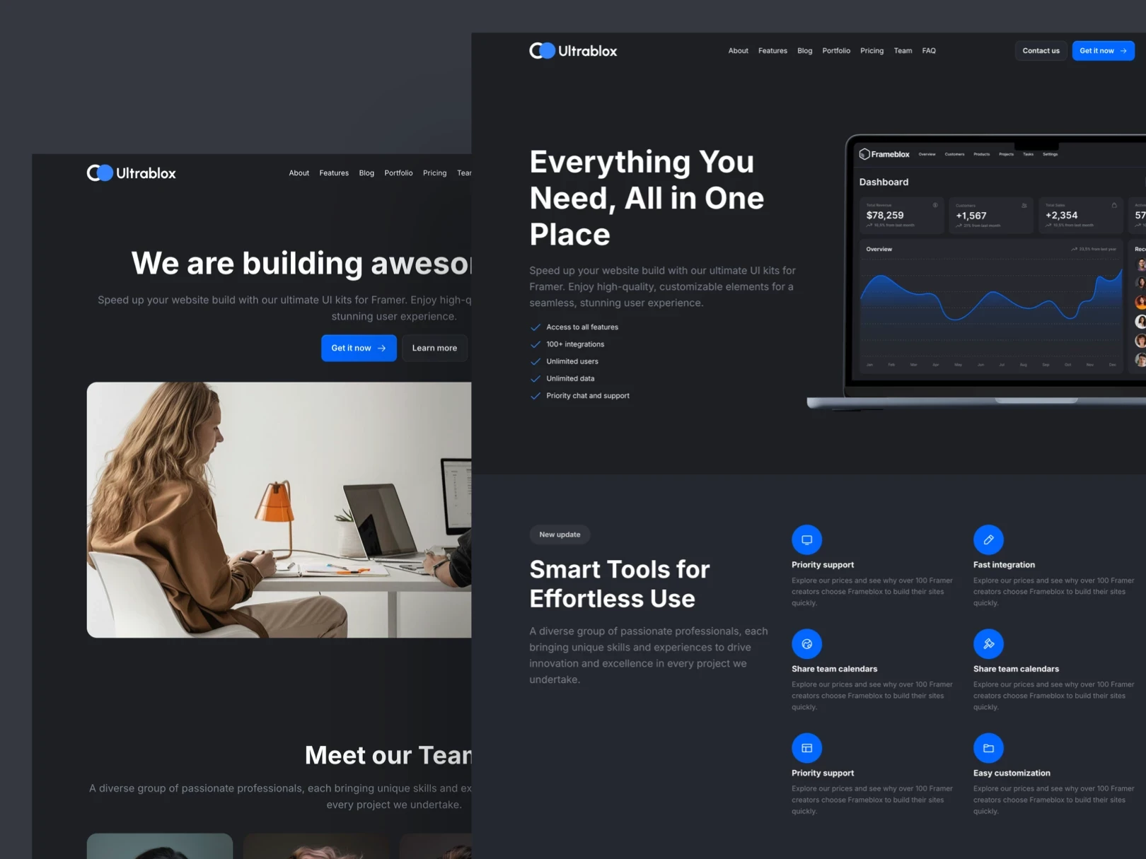 Ultrablox - Dark SaaS Framer Website Template