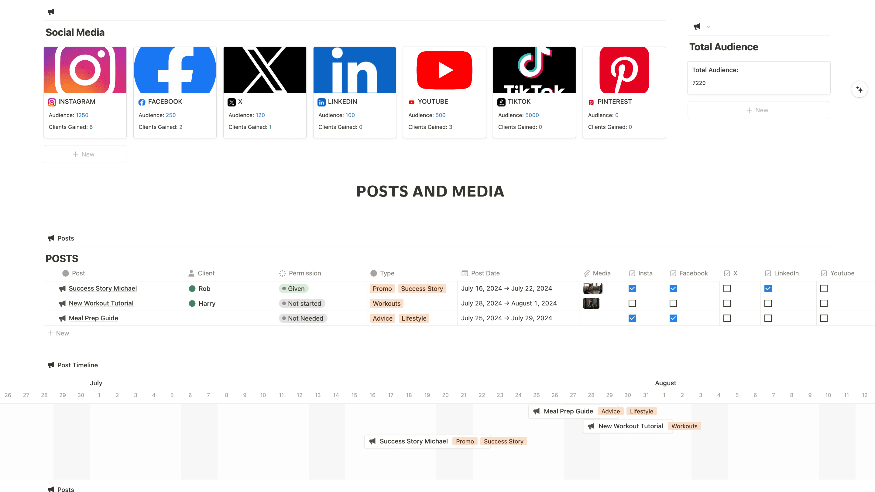 notion personal trainer business planner