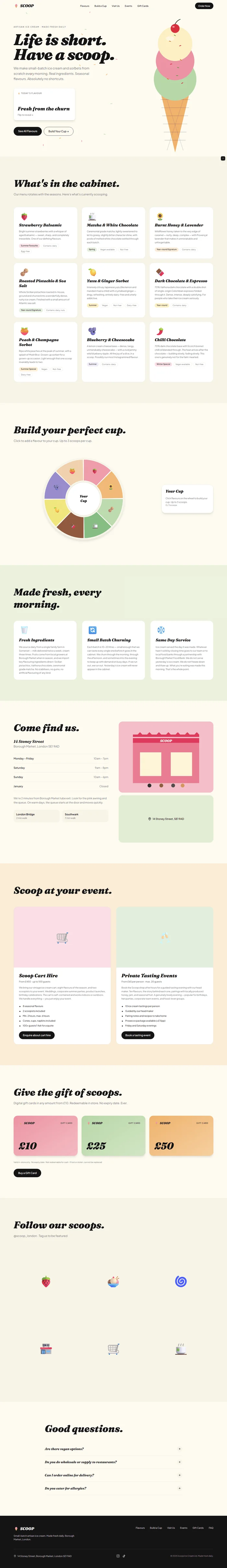 Ice cream shop website prompt screenshot