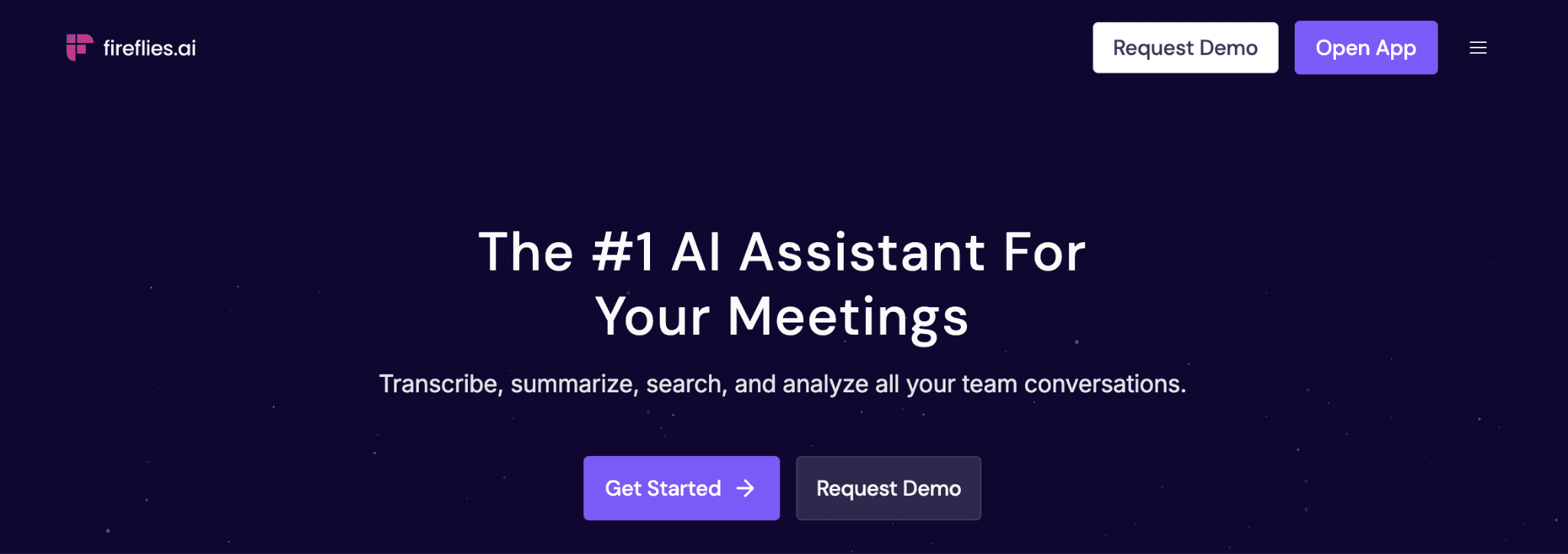 Fireflies AI meeting assistant homepage