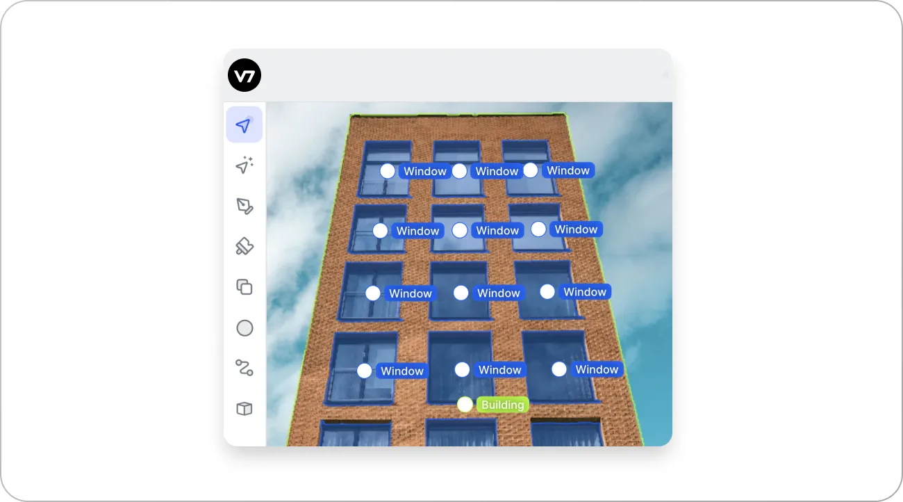 windows in a building annotated in v7