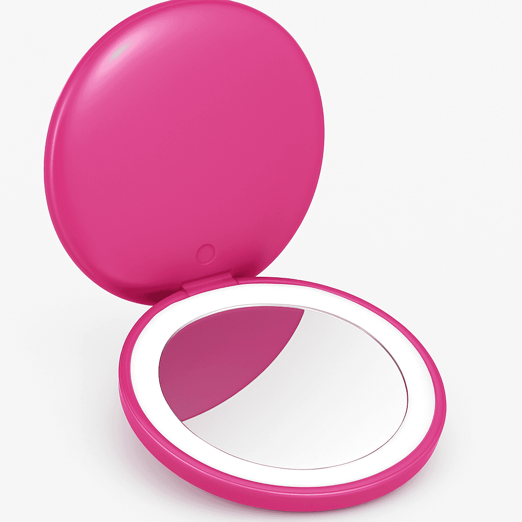 Fancii Taylor Compact Travel Mirror with Light, Rechargeable, 10x /1x Magnifying, 3 LED Light Settings - Best for Makeup, On The Go Touch-Ups, (Magnolia Burst)