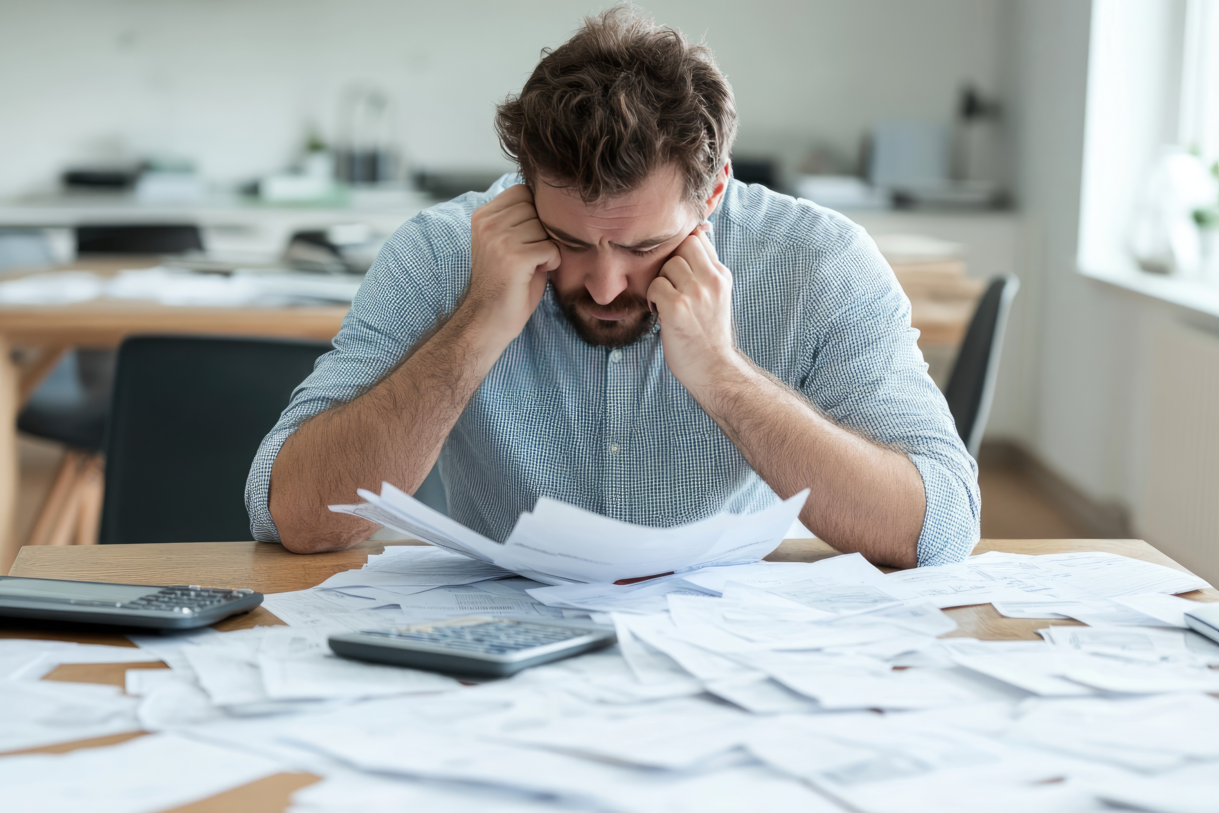 Business owner stressed over tax debt paperwork considering private lending options
