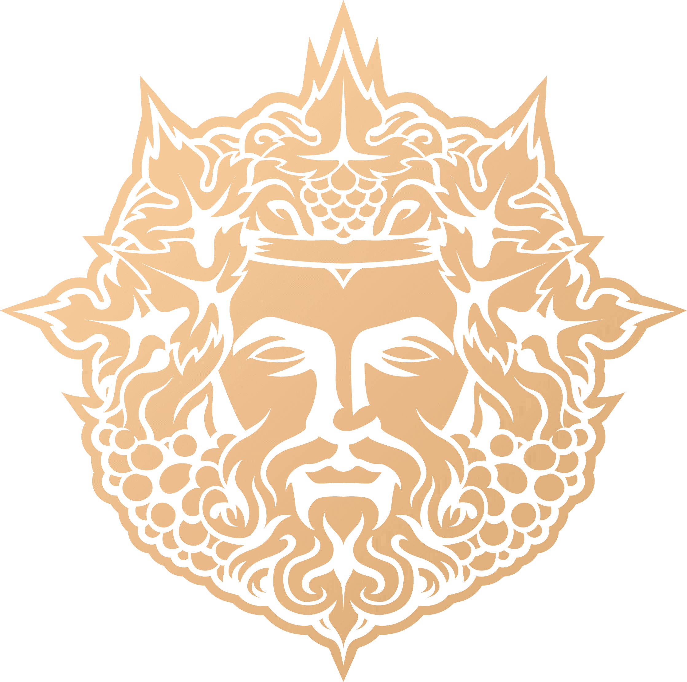 Golden emblem of a bearded classical figure with vine leaves and grapes above the text THE COLLECTOR.