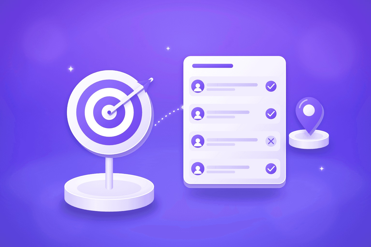 Conceptual purple and white illustration for How to Build a Target Account List for a New B2B Market
