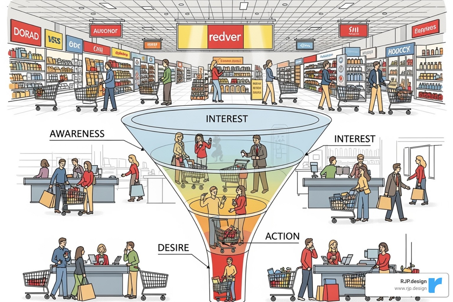 marketing funnel with retail-specific touchpoints - retail online marketing agency