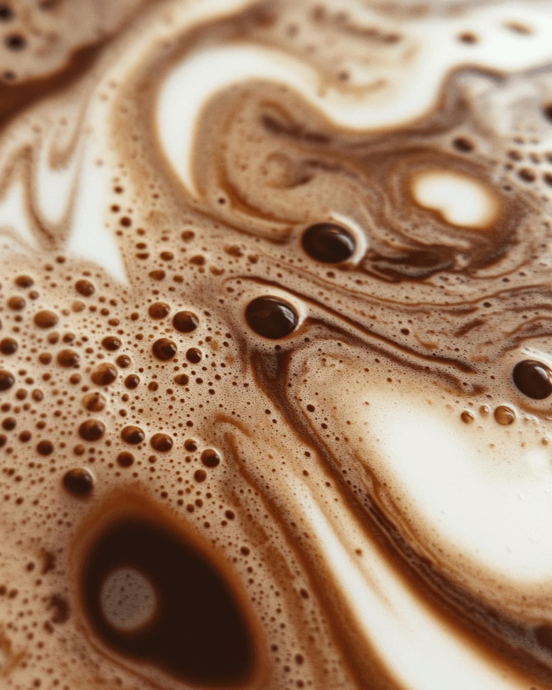 Close up of a milky beverage.