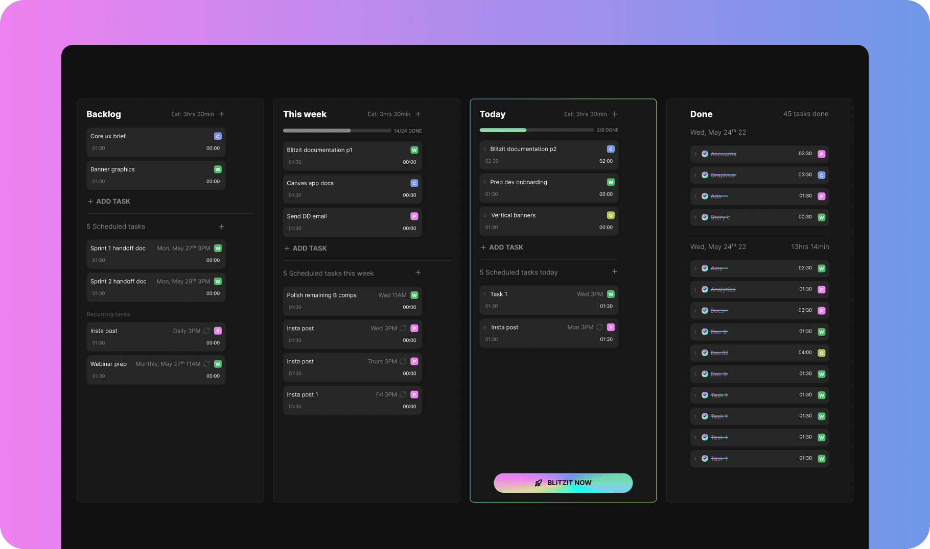 blizit app ui