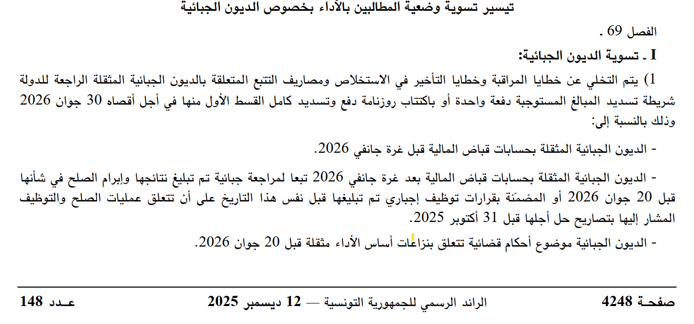 Amnistie fiscale 2026 Tunisie