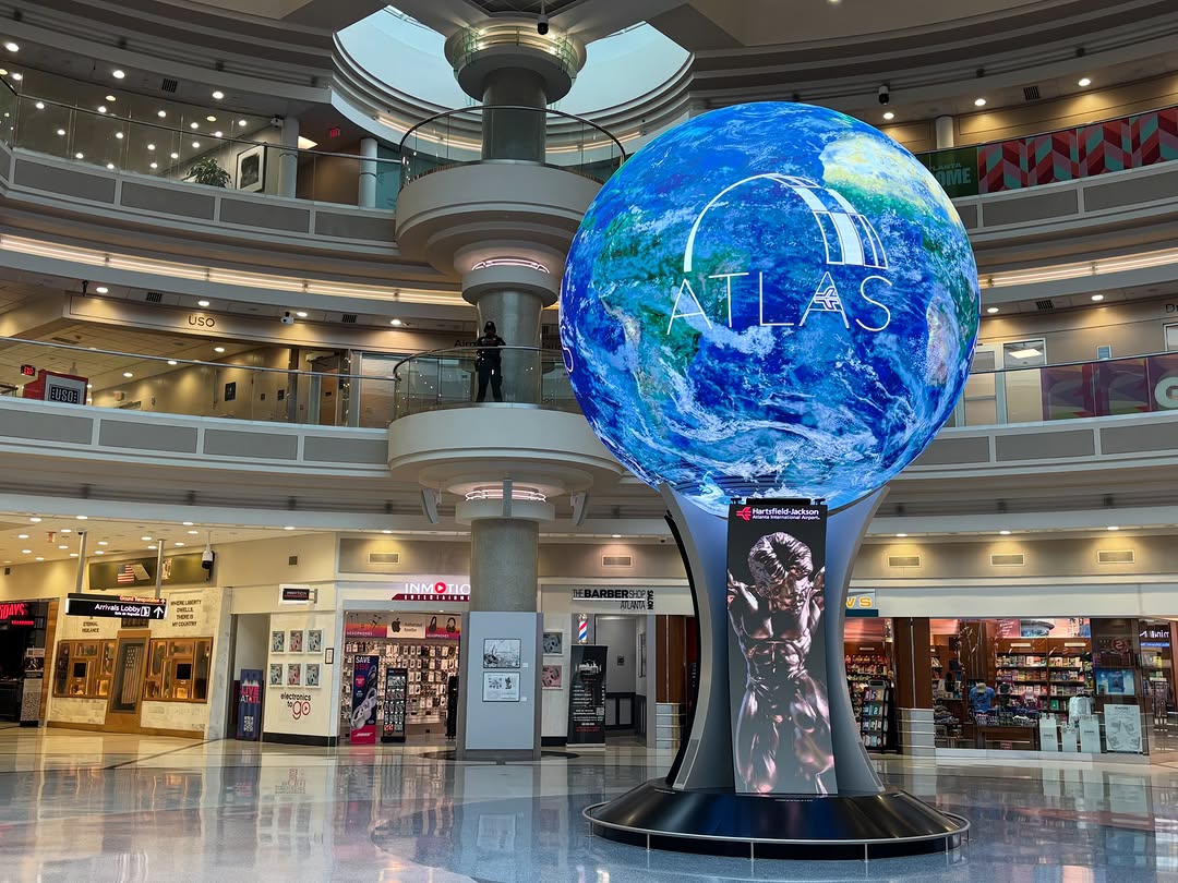 Atlas digital landmark at the airport