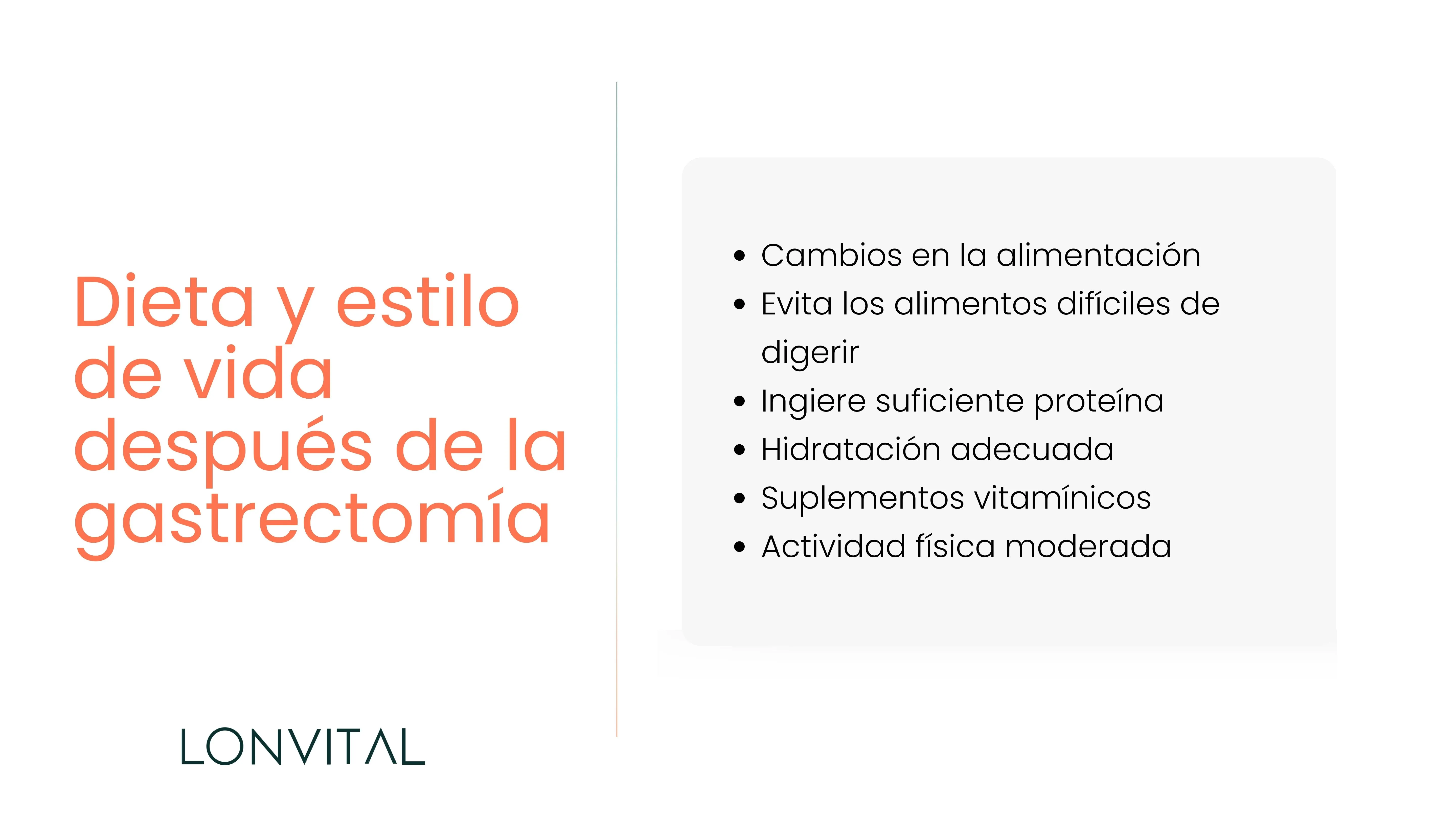 Dieta y estilo de vida después de la gastrectomía