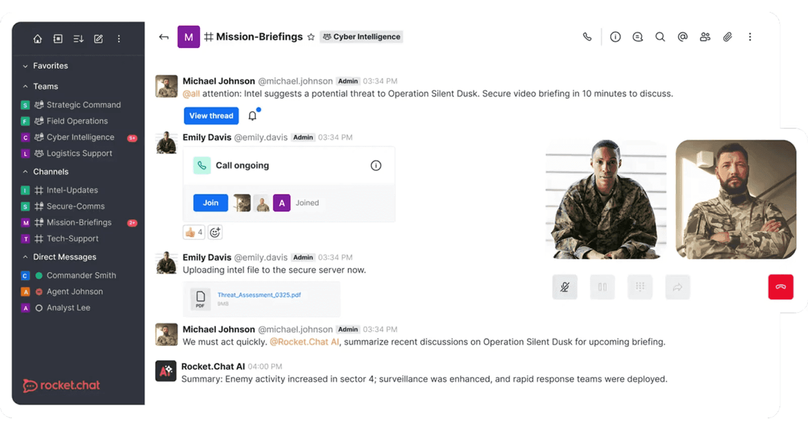  Interface of Rocket.Chat